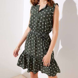 LOFT Forest Green Heart Print Dress Size XS